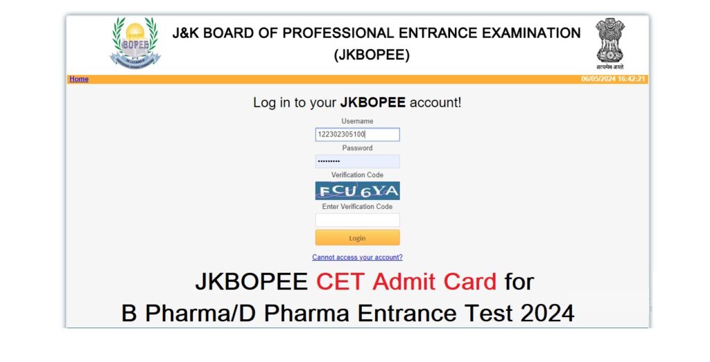 JKBOPEE B Pharma/D Pharma Entrance Test 2024