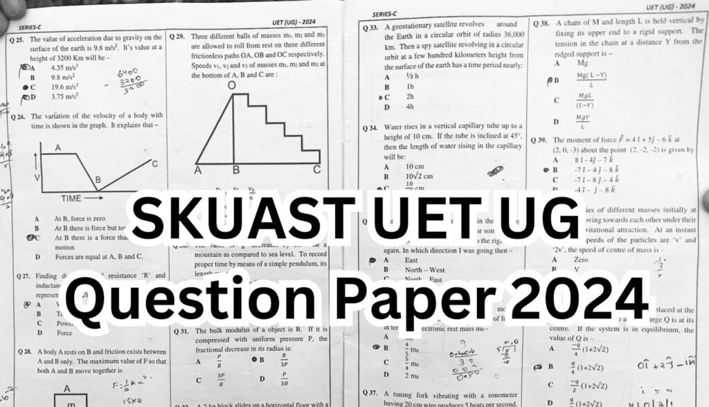 SKUAST UET Question Paper 2024