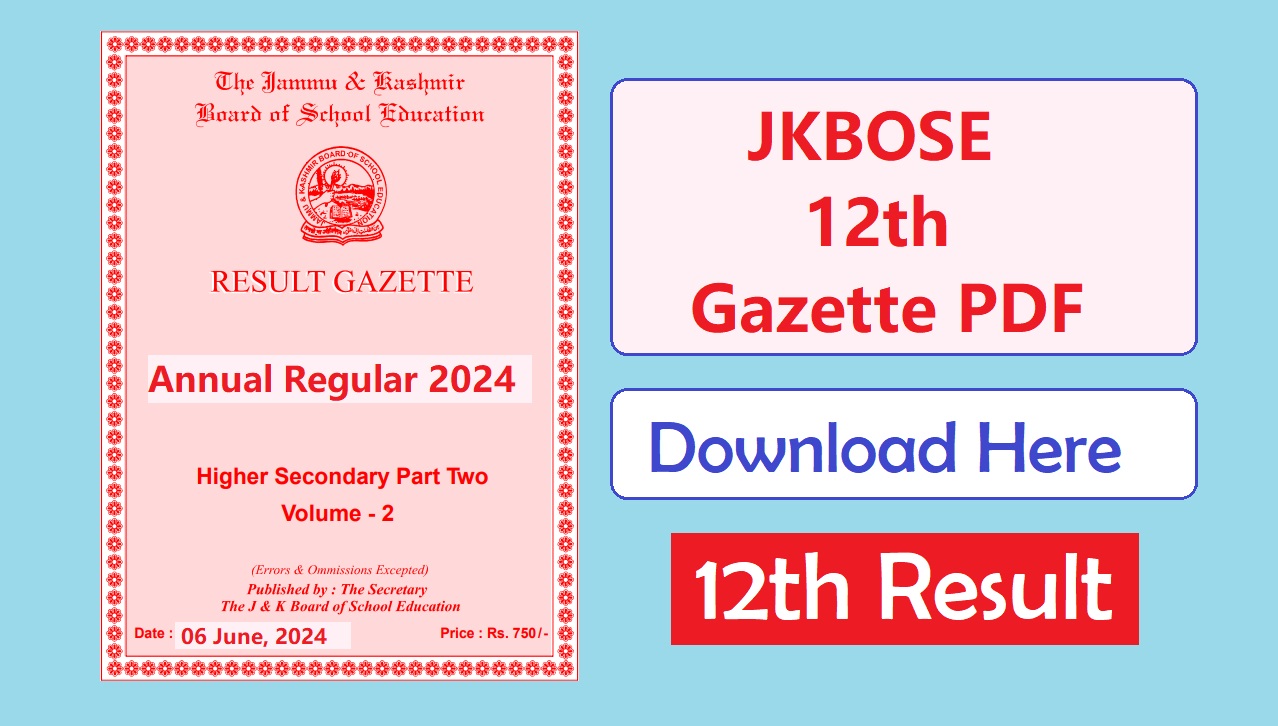 JKBOSE 12Th Gazette PDF 2024