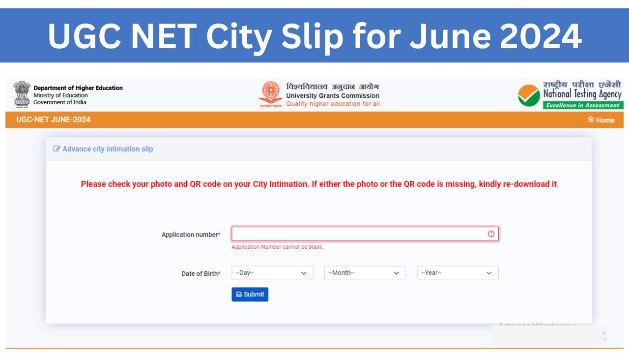 UGC NET City Slip for June 2024