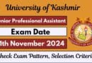 Kashmir University Junior Professional Assistant Exam