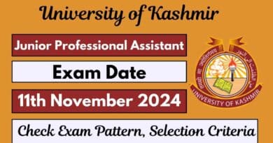 Kashmir University Junior Professional Assistant Exam