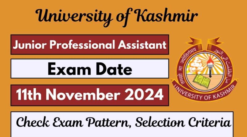 Kashmir University Junior Professional Assistant Exam