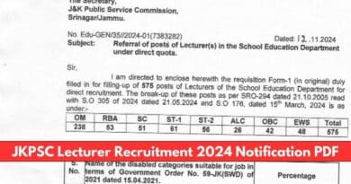 JKPSC Lecturer Recruitment 2024 Notification PDF